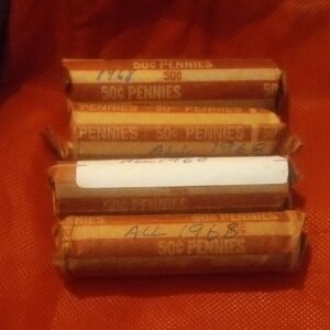 Wrapped Penny Rolls - Brown Kraft Paper - Set of 5